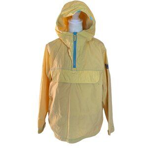 Lands' End yellow and blue lined long sleeve hooded quarter zip jacket women's L